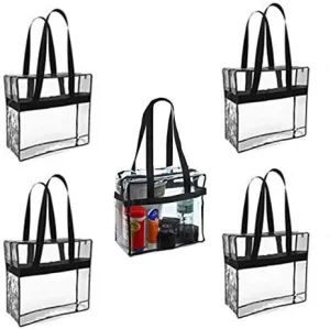 Funiverse 5 Pack Regulation Sized Clear Stadium Tote Bag Perfect for Stadium or Arena Entry