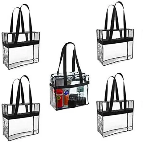 Funiverse 5 Pack Regulation Sized Clear Stadium Tote Bag Perfect for Stadium or Arena Entry