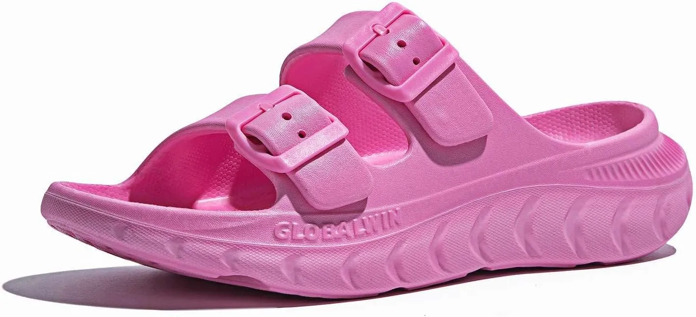 GLOBALWIN Recovery Slides For Women Mia Comfortable Sandals With Arch Support Indoor Outdoor Cloud Slippers Reduce Stress on Feet Lightweight