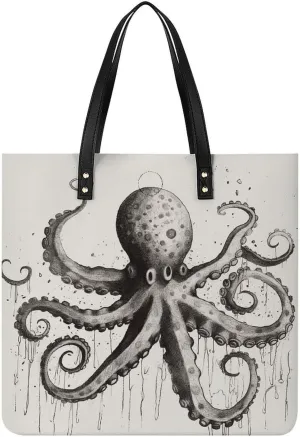 Grocery Bags Octopus Bag for Women Lightweight Beach Bag Shoulder Bags for Travel Shopping Work Handbag