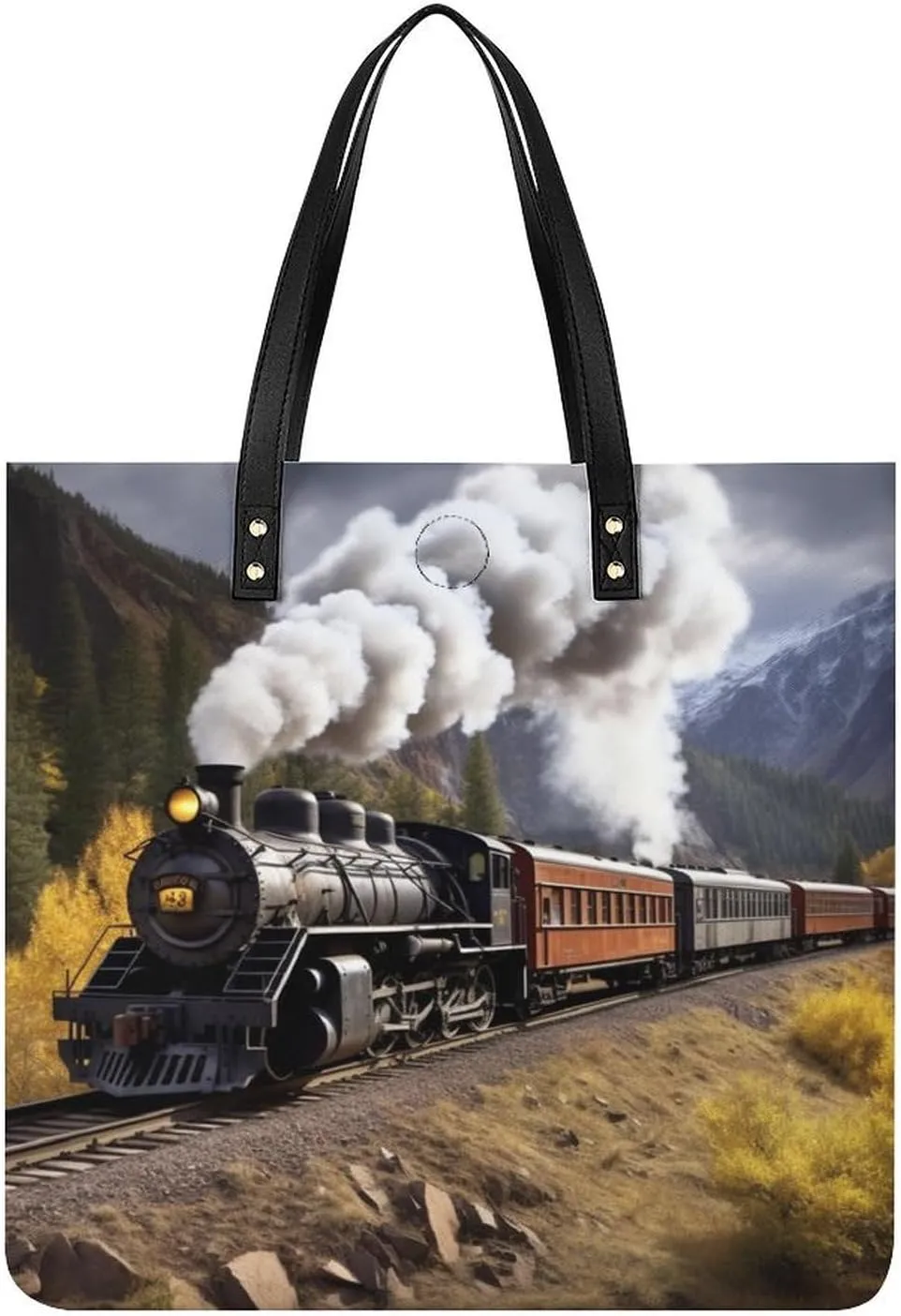Grocery Bags Steam Locomotive Train Bag for Women Lightweight Beach Bag Shoulder Bags for Travel Shopping Work Handbag