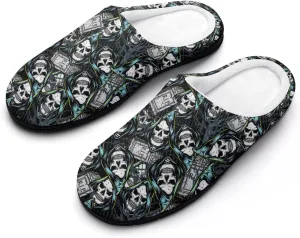 Halloween House Slippers For Woman Mens Memory Foam Bedroom Slippers Indoor Outdoor Slip-On Shoes Funny Fall Slippers