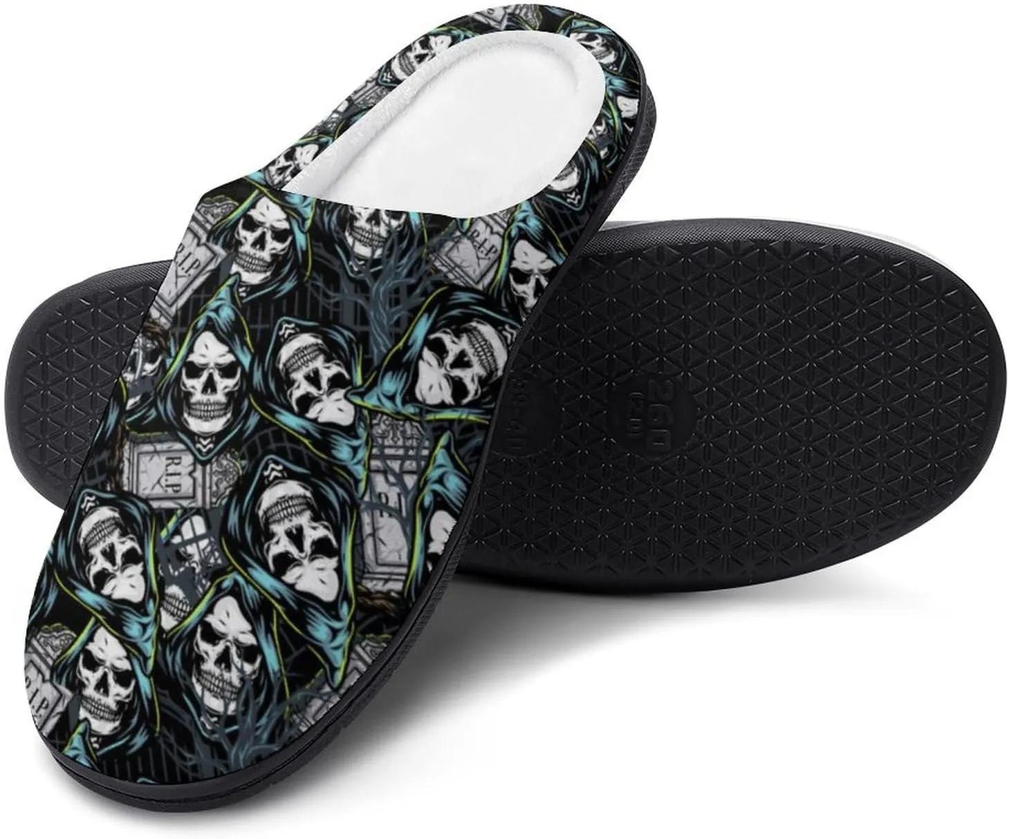 Halloween House Slippers For Woman Mens Memory Foam Bedroom Slippers Indoor Outdoor Slip-On Shoes Funny Fall Slippers