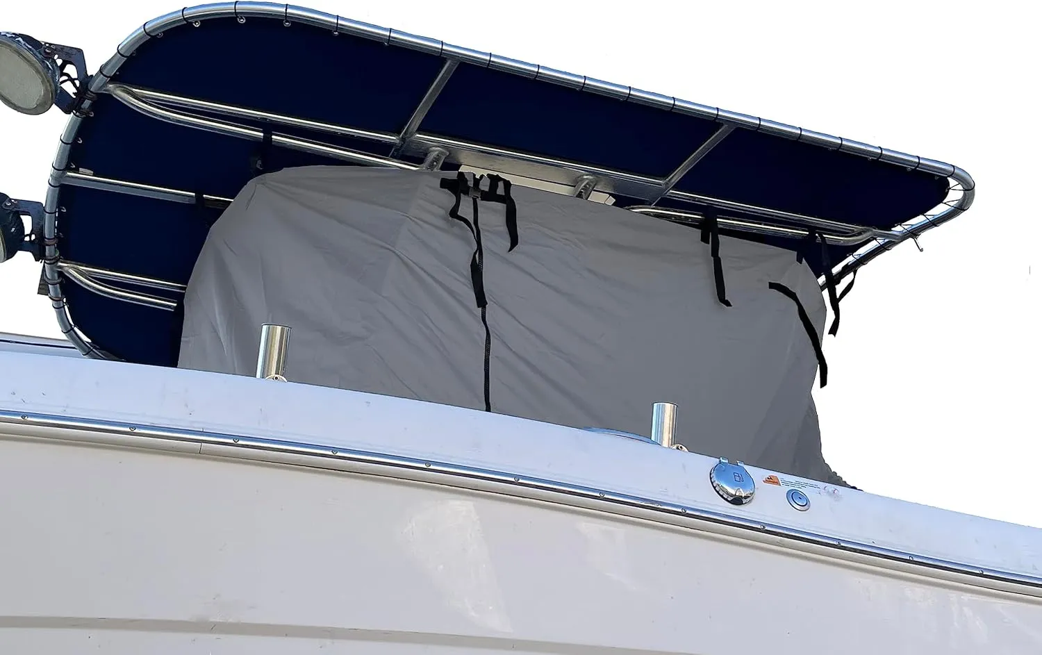 Heavy Duty T-Top Boat Cover, Fits 24ft to 26ft Long Center Console Boat with T-Top Hard-Top, Waterproof Fade Resistant T Top Boat Storage Cover (Gray, Size 4: 24'-26' Long, Beam 112" W)