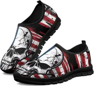 Howilath Skull Print Slip on Shoes for Men Casual House Shoes Running Sneakers Hands Free Shoes with Anti-Slip Sole
