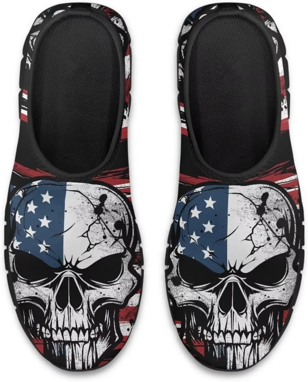 Howilath Skull Print Slip on Shoes for Men Casual House Shoes Running Sneakers Hands Free Shoes with Anti-Slip Sole
