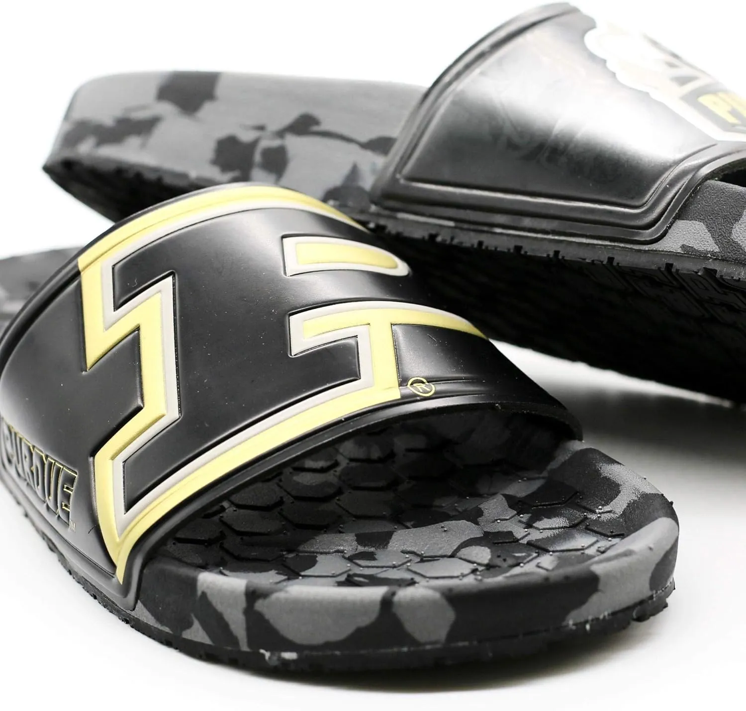 Hype Unisex Purdue University Boilermakers Slydr Slide Sandals - Black/Old Gold
