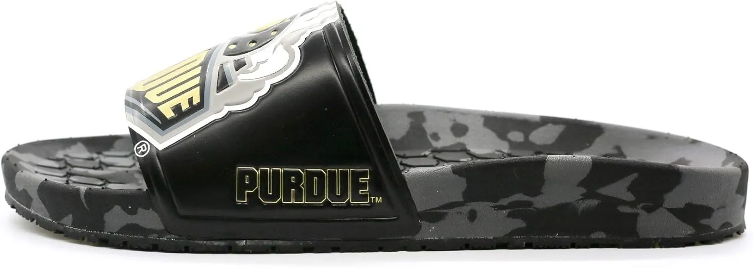 Hype Unisex Purdue University Boilermakers Slydr Slide Sandals - Black/Old Gold