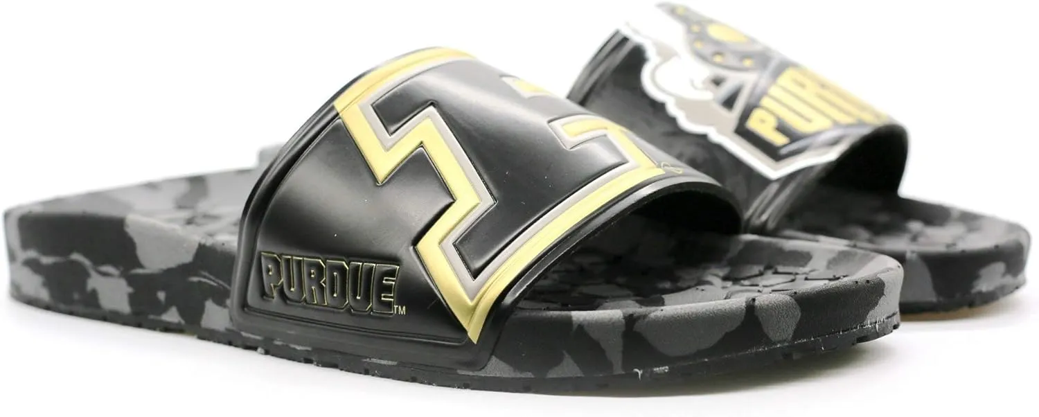 Hype Unisex Purdue University Boilermakers Slydr Slide Sandals - Black/Old Gold