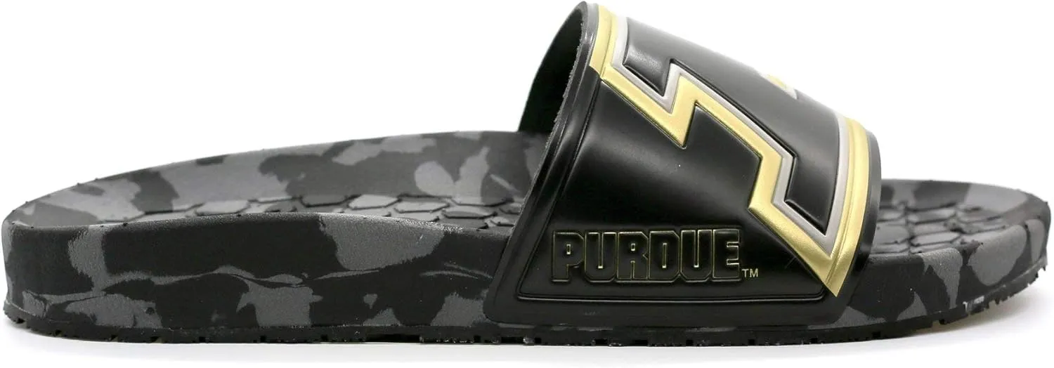 Hype Unisex Purdue University Boilermakers Slydr Slide Sandals - Black/Old Gold