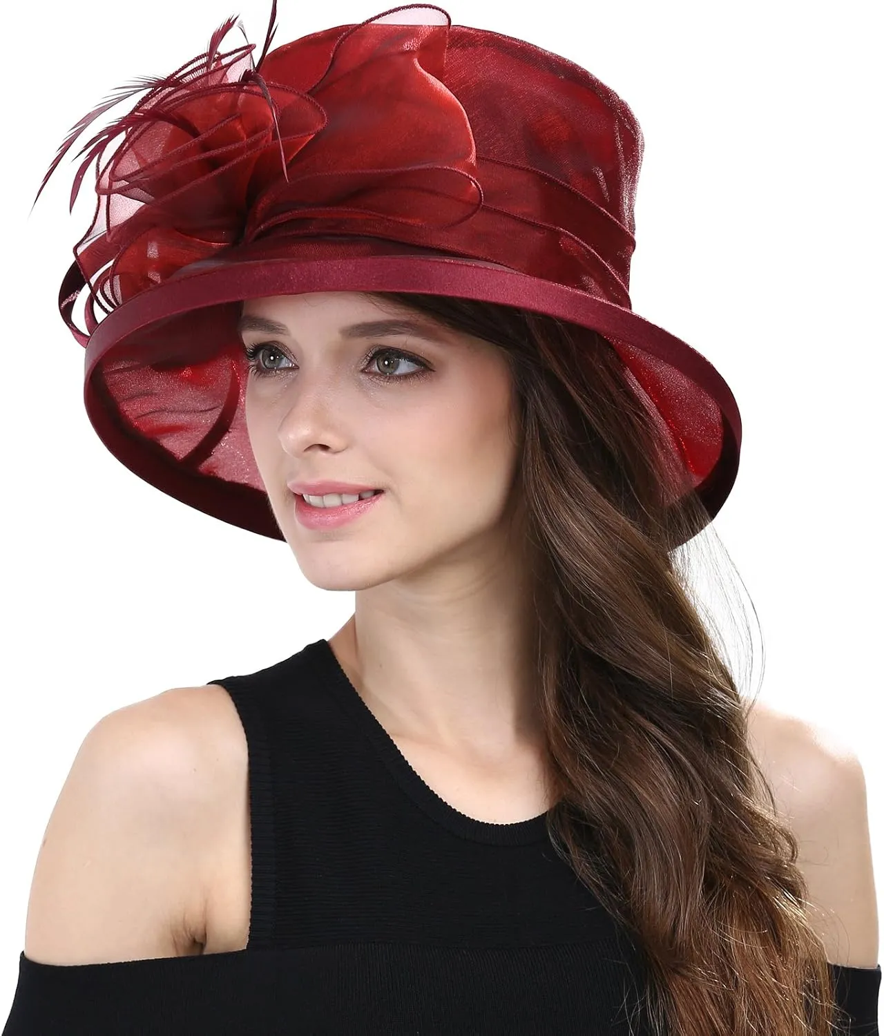 Janey&Rubbins Womens Derby Day Horse Racing Organza Wedding Dress Tea Party Church Hat