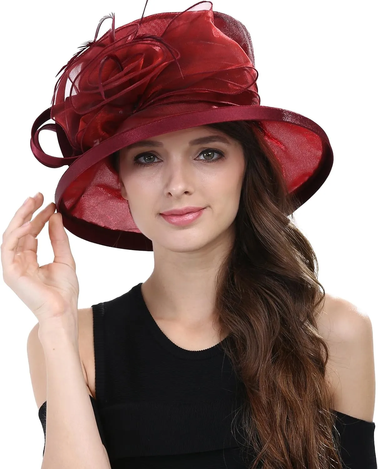 Janey&Rubbins Womens Derby Day Horse Racing Organza Wedding Dress Tea Party Church Hat
