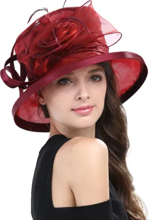 Janey&Rubbins Womens Derby Day Horse Racing Organza Wedding Dress Tea Party Church Hat