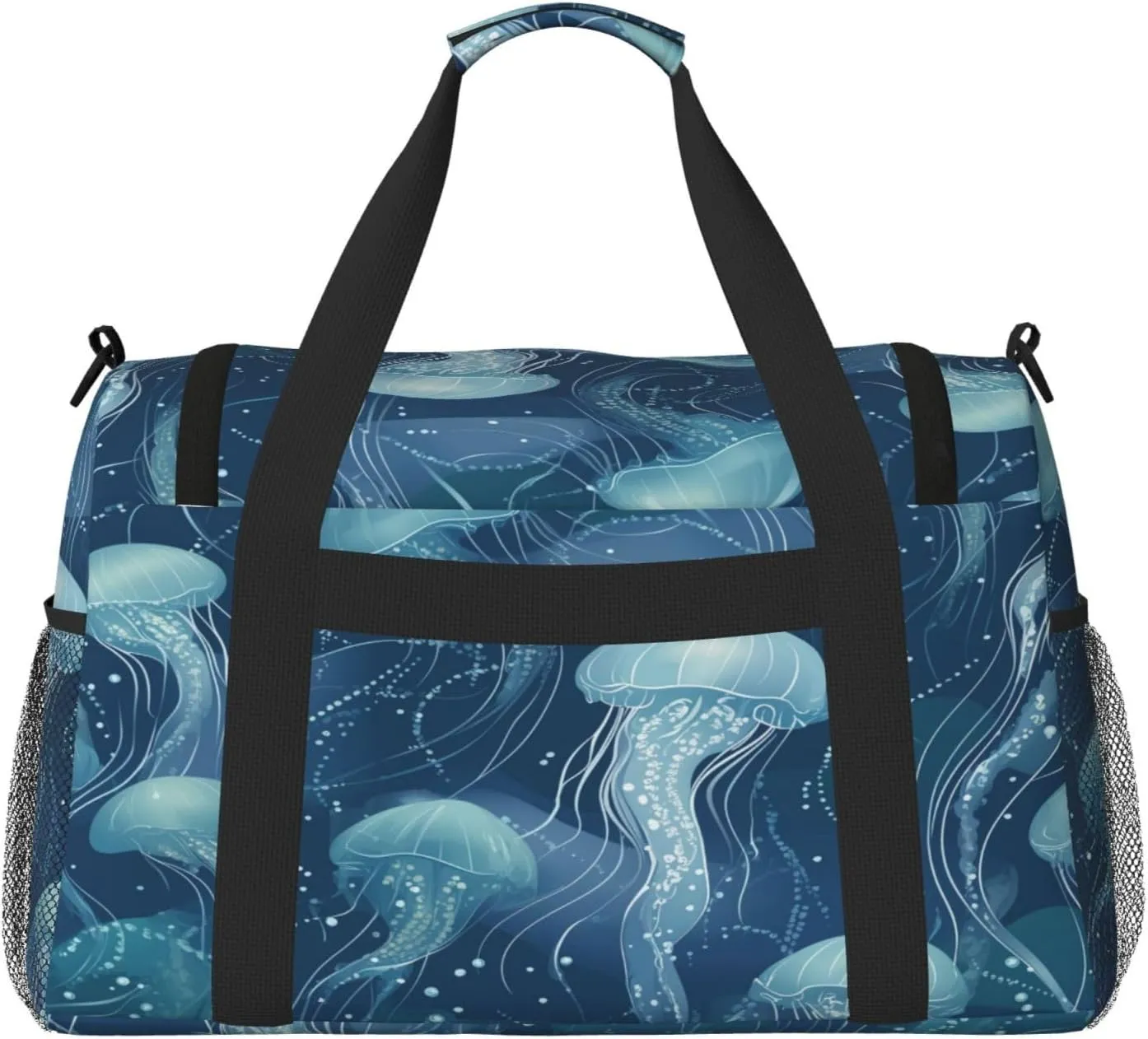 Jellyfish Pattern Travel Duffel Bag with Strap Multi Pockets Sports Bag Handbag Large Shoulder Bag for Gym Weekend Fitness Camping
