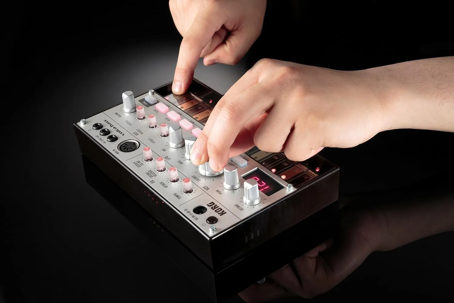 Korg Volca Bass Analog Synthesizer w/Three Oscillators and 16-step Sequencer