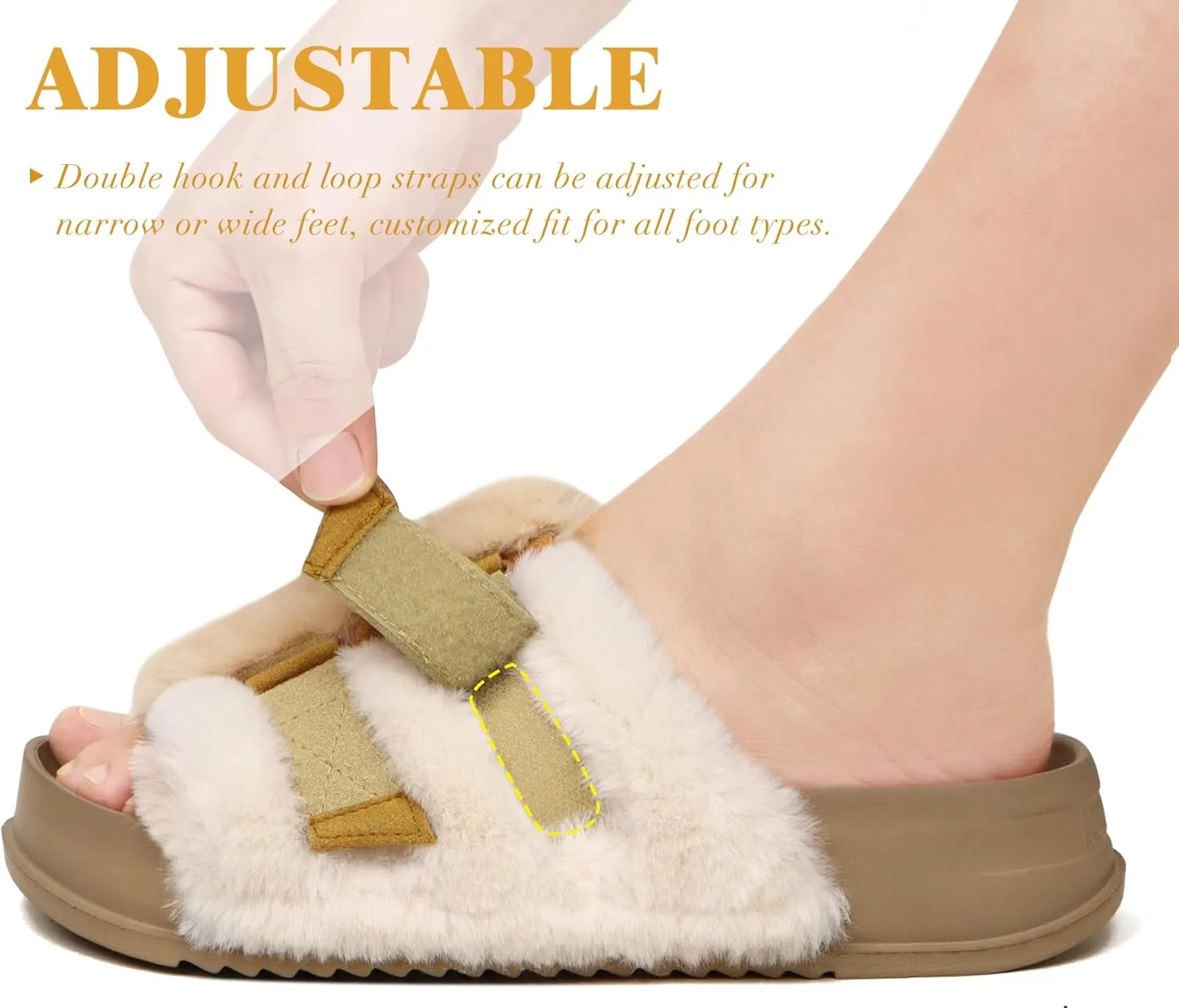 KuaiLu Women's Orthotic Slippers With Arch Support Soft Cushion Sandal Slippers for Woman Ladies Fashion Open Toe Faux Fur Platform Slipper Indoor Outdoor Size 6~12