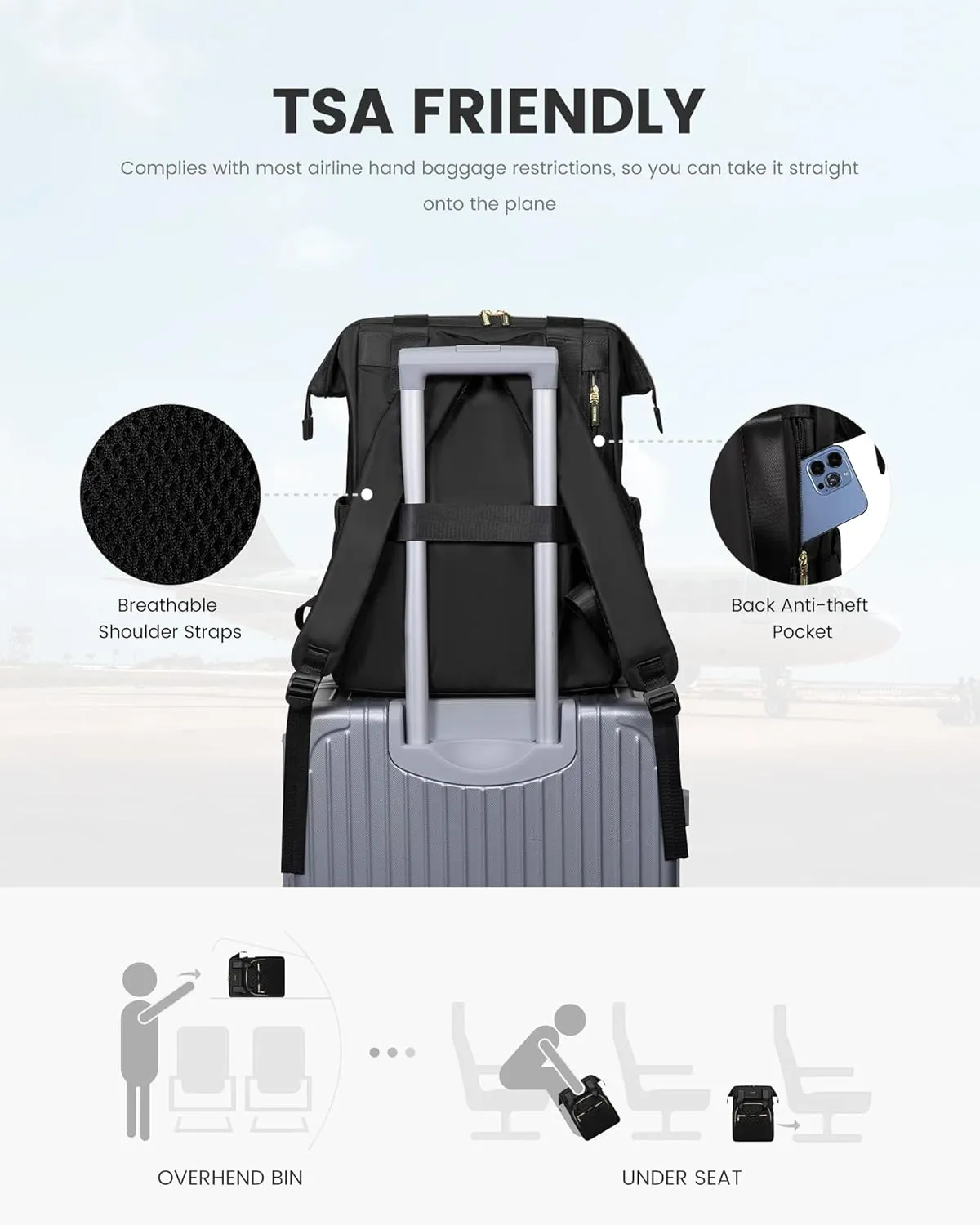 LOVEVOOK Laptop Backpack for Women, 15.6 Inch Work Laptop Bag，Waterproof Teacher Nurse Bag with USB Port, Fashion Travel Bag Business Computer Backpack Purse