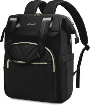 LOVEVOOK Laptop Backpack for Women, 15.6 Inch Work Laptop Bag，Waterproof Teacher Nurse Bag with USB Port, Fashion Travel Bag Business Computer Backpack Purse