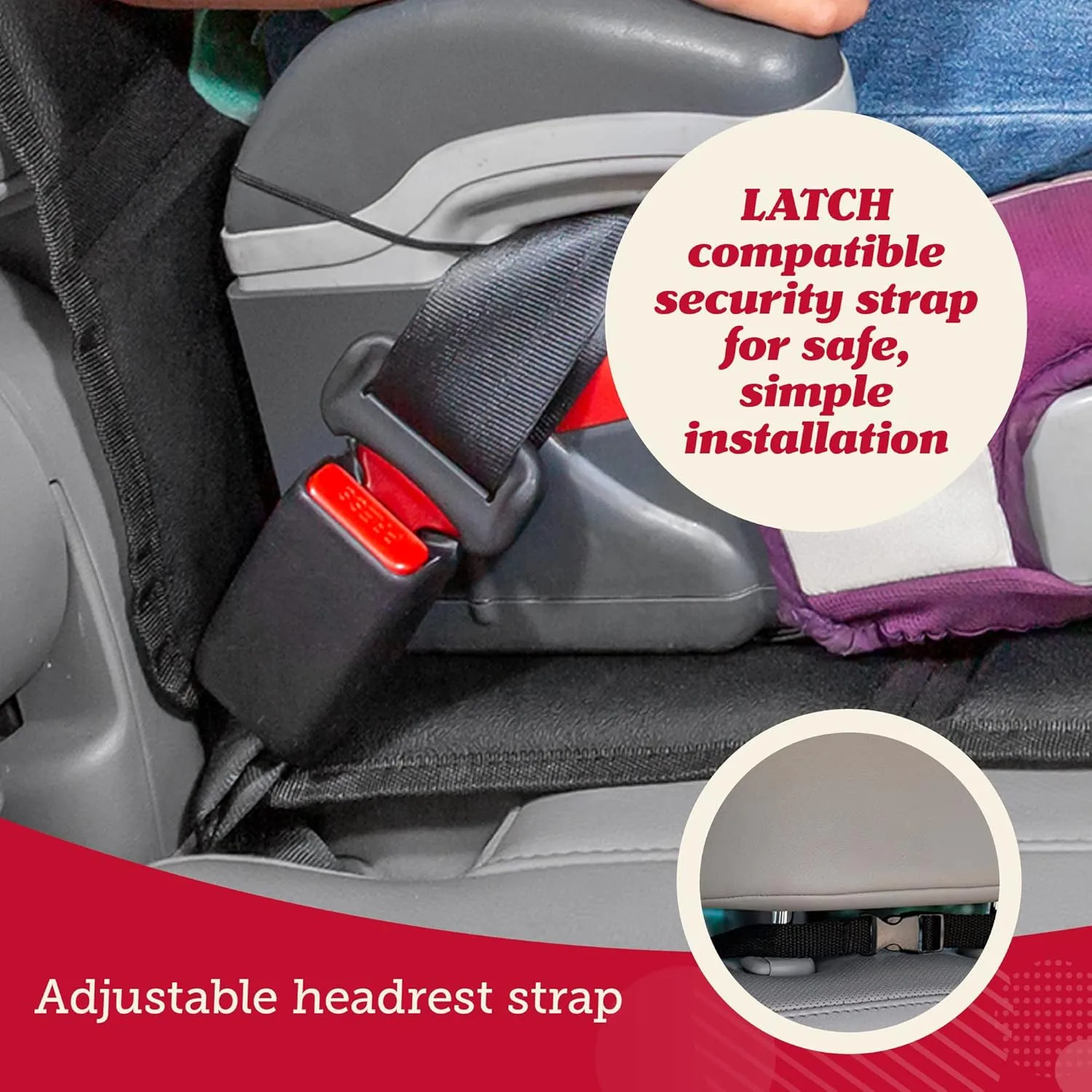 Lusso Gear Car Seat Protector - Thick Padding for Baby - Gray Rear Cover with 2 Mesh Storage Pockets - Waterproof Car Seat Cover for Leather Interiors - Non-Slip Padded Backing