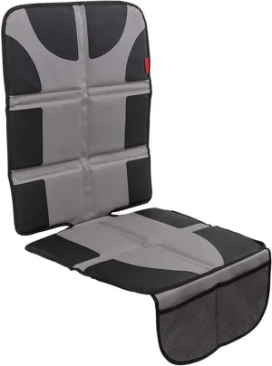 Lusso Gear Car Seat Protector - Thick Padding for Baby - Gray Rear Cover with 2 Mesh Storage Pockets - Waterproof Car Seat Cover for Leather Interiors - Non-Slip Padded Backing