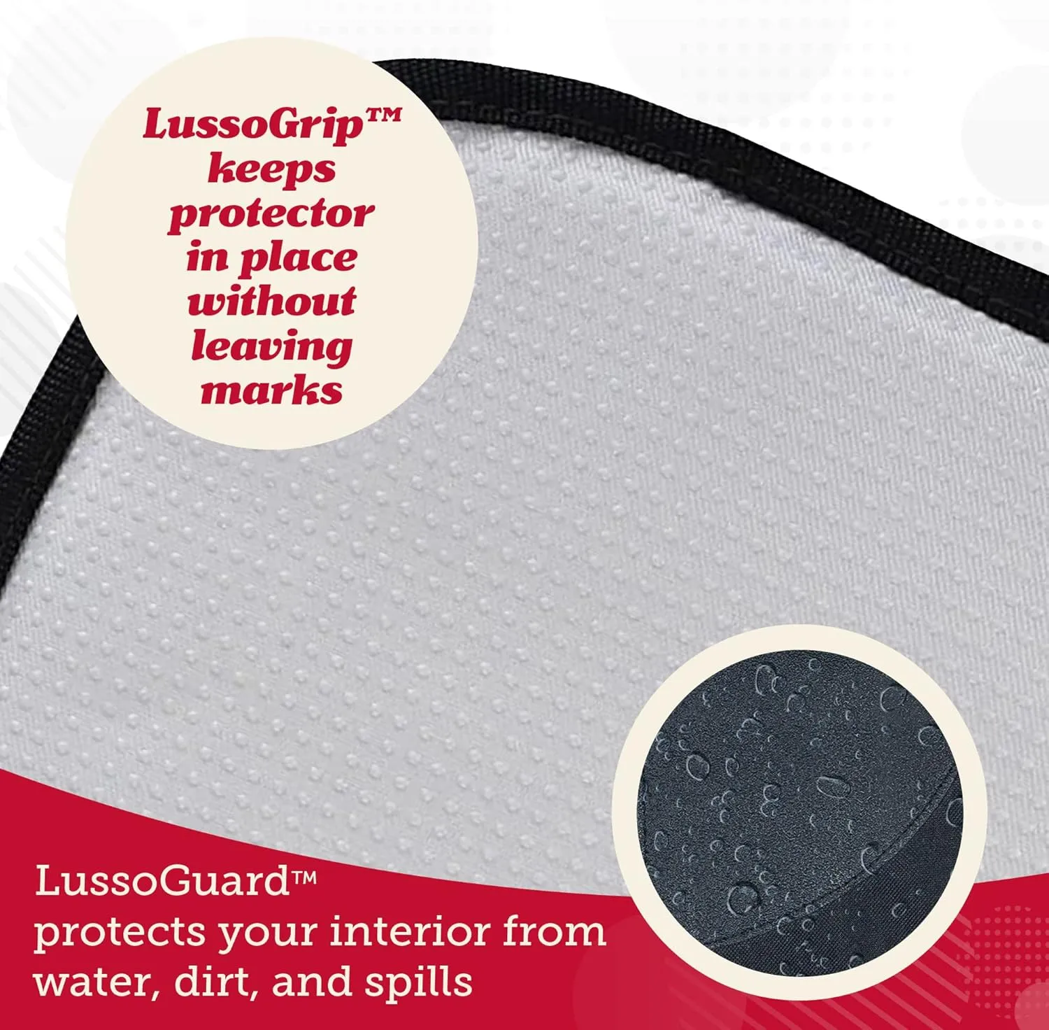 Lusso Gear Car Seat Protector - Thick Padding for Baby - Gray Rear Cover with 2 Mesh Storage Pockets - Waterproof Car Seat Cover for Leather Interiors - Non-Slip Padded Backing