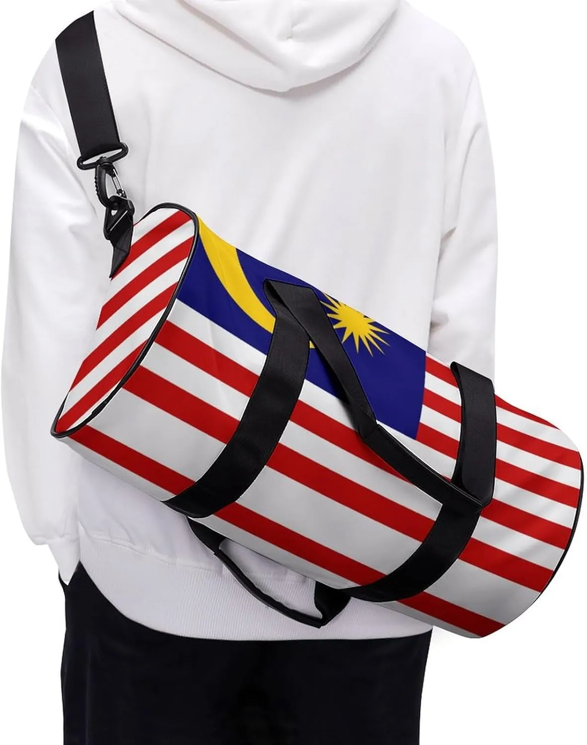 Malaysia Flag Waterproof Gym Bag for Women Men with Wet Pocket Sports Duffel for Travel Weekender