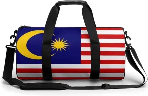 Malaysia Flag Waterproof Gym Bag for Women Men with Wet Pocket Sports Duffel for Travel Weekender