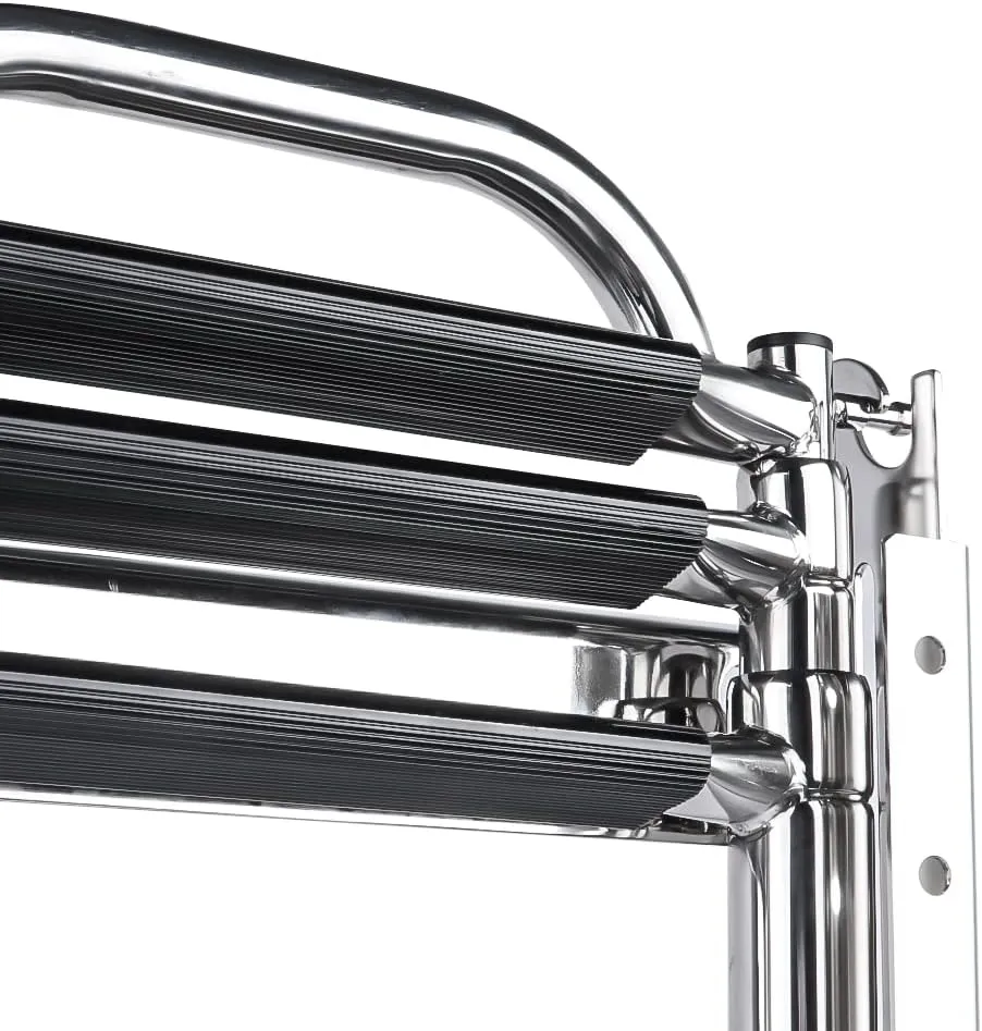 Marinebaby 3-4 Step Ladder Under Platform Slide Mount Boat Boarding Ladder, Telescoping Ladder with a Carry Handle and Mounting Screws, Press-Type Spring Latch (3 Steps)
