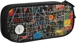 Math Formula Printed Pencil Case - Large-Capacity Stationery Bag Pen Pouch Holder with Zipper for School Travel Office,, Black, One Size, Make-Up Pouch