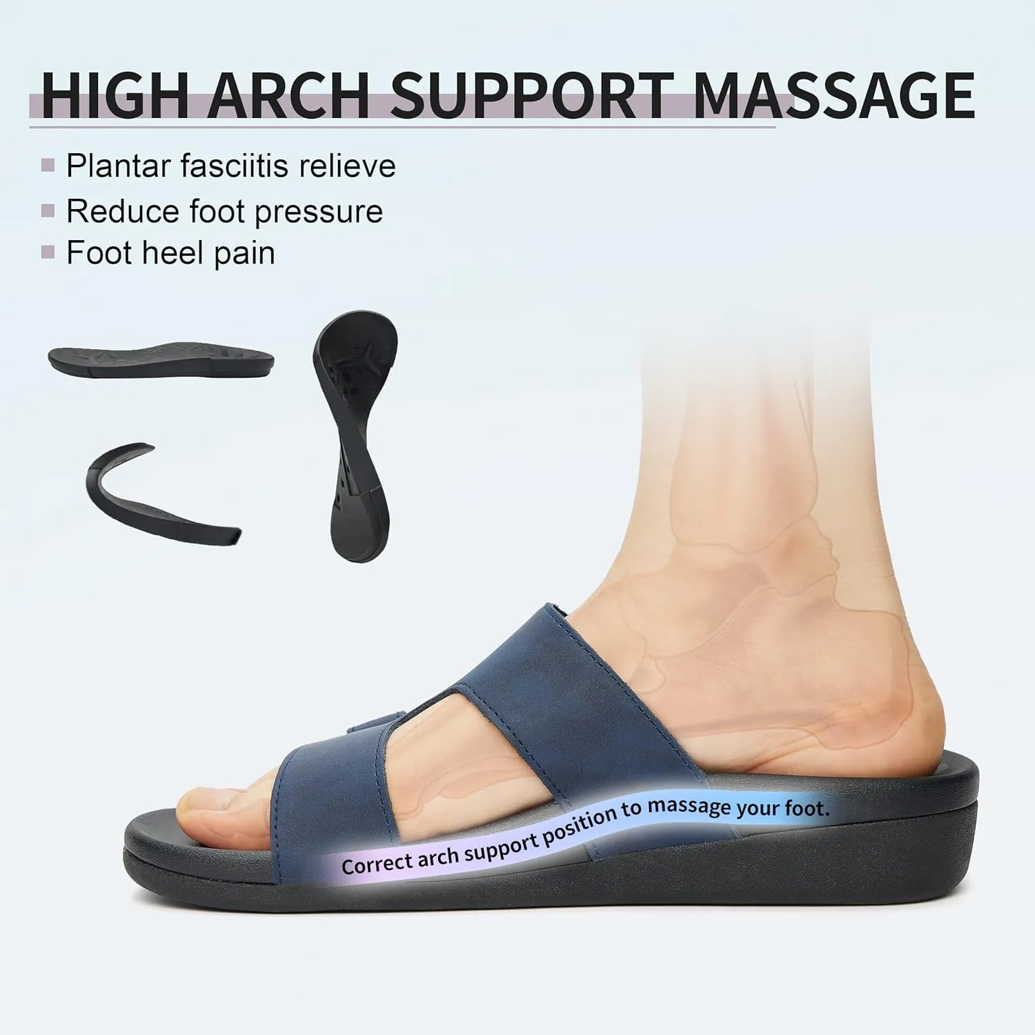 MEGNYA Comfortable Women's Walking Sandals, Arch Support Slides for Plantar Fasciitis Flat Feet, Casual Adjustable Strap Sandals for Orthopedic