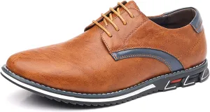 Men's Fashion Leather Lightweight Lace-up Orthopedic Derby Shoes Business Comfortable Soft Sole Slip Resistant Casual Walking Leather Shoes