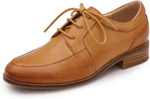 Mona flying Womens Handmade Dress Oxfords Derby Comfortable Lace up Leather Flat Office Work Shoes for Ladies