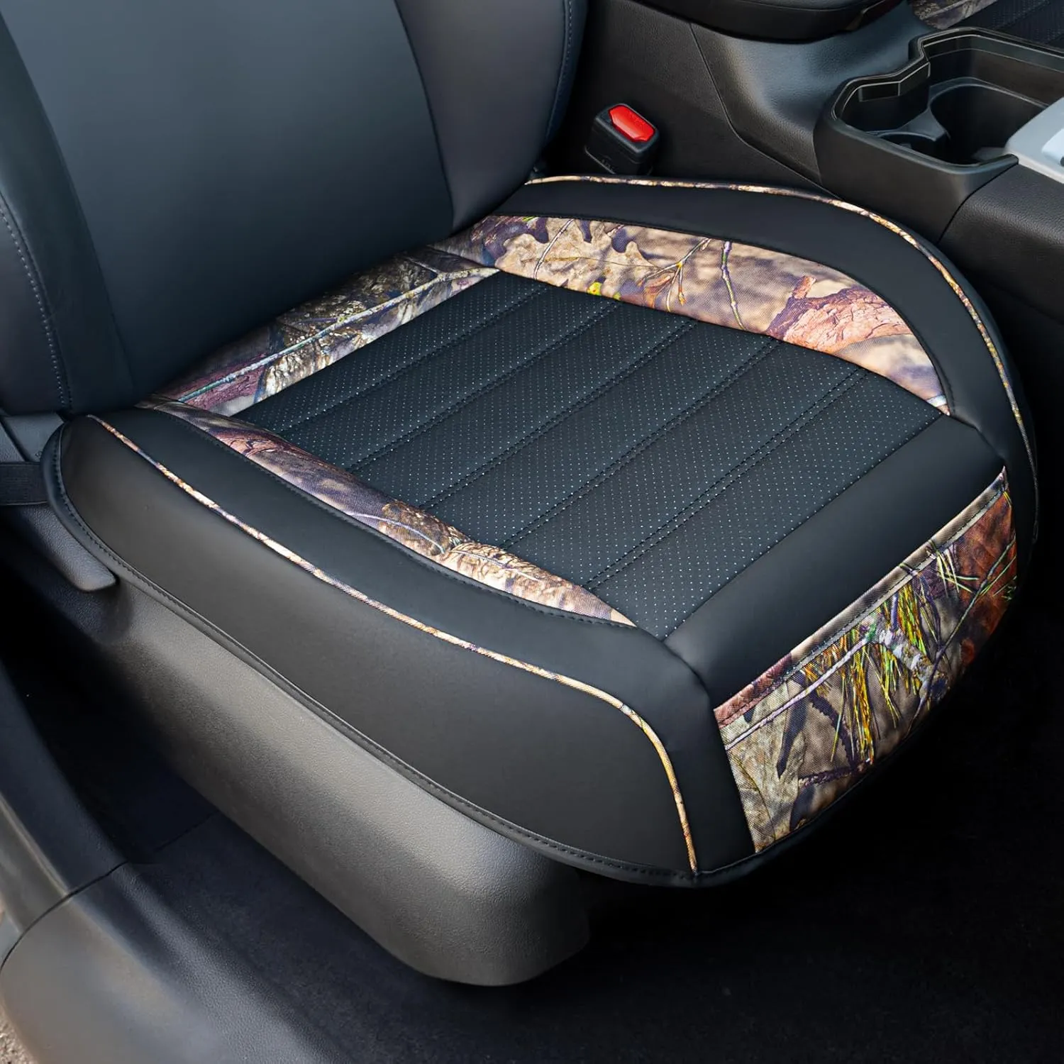 Mossy Oak Camo Car Seat Covers, Padded Bottom Seat Cushion Cover with Bottom Wrap-Around & Anti-Skid; for Cars SUV Truck Minivan, Front Seat Protector, Heavy Duty Denier with Storage Pocket, 2 Pack