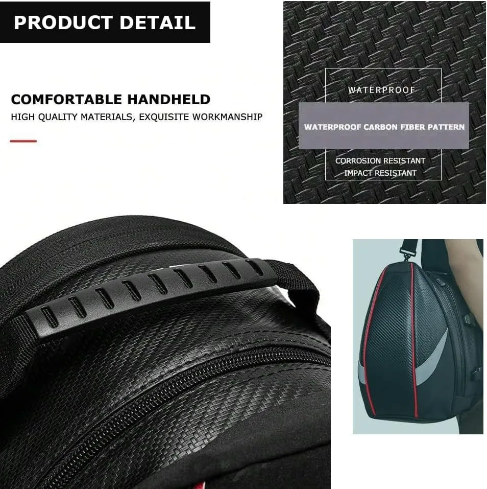 Motorcycle Tail Bag for Triumph Daytona Moto 765 2020-2022, Large Capacity Water-Resistant Wear-Resistant Motorcycle Helmet Bag, Expandable Rear Seat Storage Luggage Backpack,A Red Black