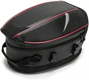 Motorcycle Tail Bag for Triumph Daytona Moto 765 2020-2022, Large Capacity Water-Resistant Wear-Resistant Motorcycle Helmet Bag, Expandable Rear Seat Storage Luggage Backpack,A Red Black