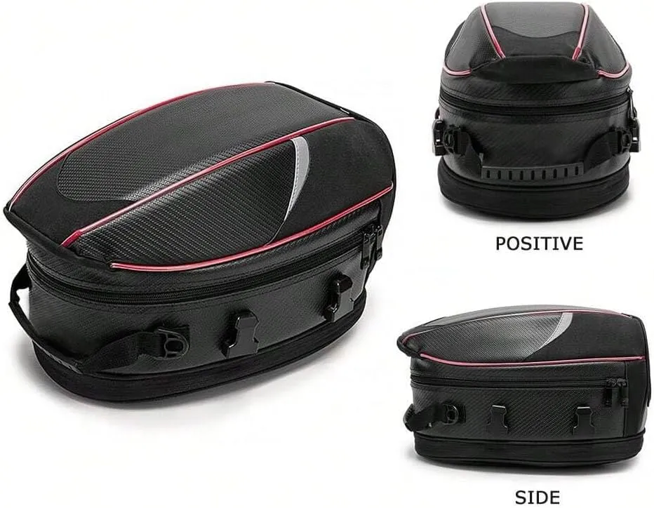 Motorcycle Tail Bag for Triumph Daytona Moto 765 2020-2022, Large Capacity Water-Resistant Wear-Resistant Motorcycle Helmet Bag, Expandable Rear Seat Storage Luggage Backpack,A Red Black
