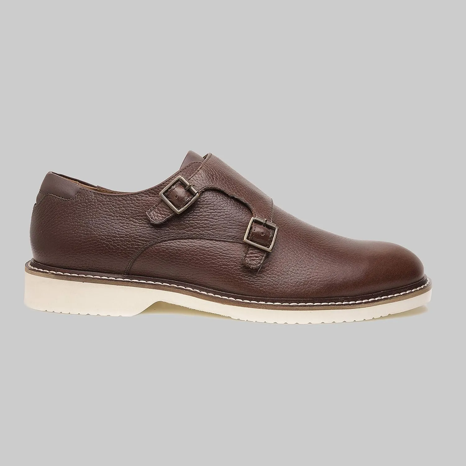 Neil | Genuine Leather Suede Dress Shoes | Luxury Mens Monk Strap Shoes | Handcrafted Trendy Casual Shoes | Lightweight EVA Sole | Plain Toe
