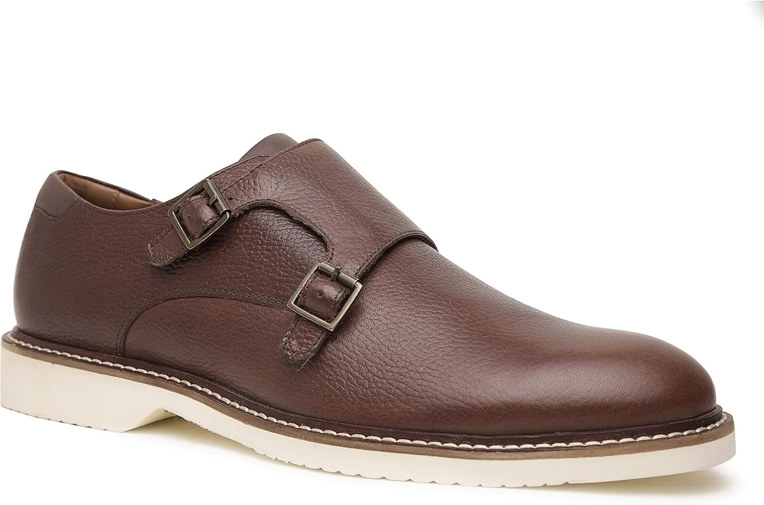 Neil | Genuine Leather Suede Dress Shoes | Luxury Mens Monk Strap Shoes | Handcrafted Trendy Casual Shoes | Lightweight EVA Sole | Plain Toe