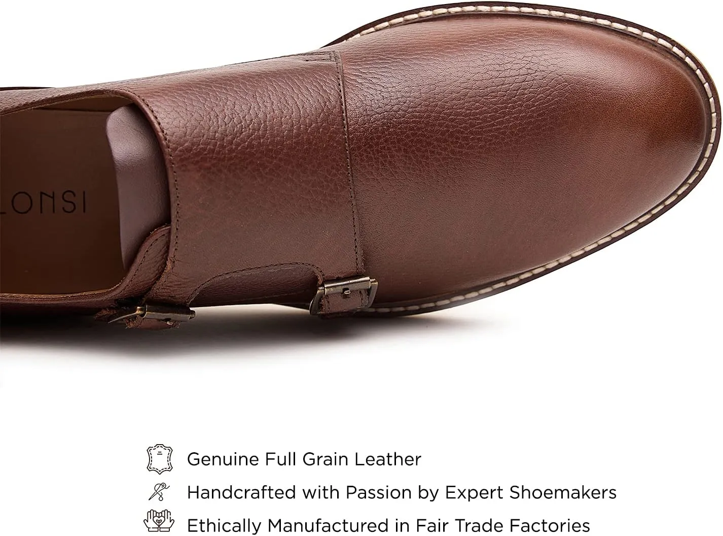 Neil | Genuine Leather Suede Dress Shoes | Luxury Mens Monk Strap Shoes | Handcrafted Trendy Casual Shoes | Lightweight EVA Sole | Plain Toe
