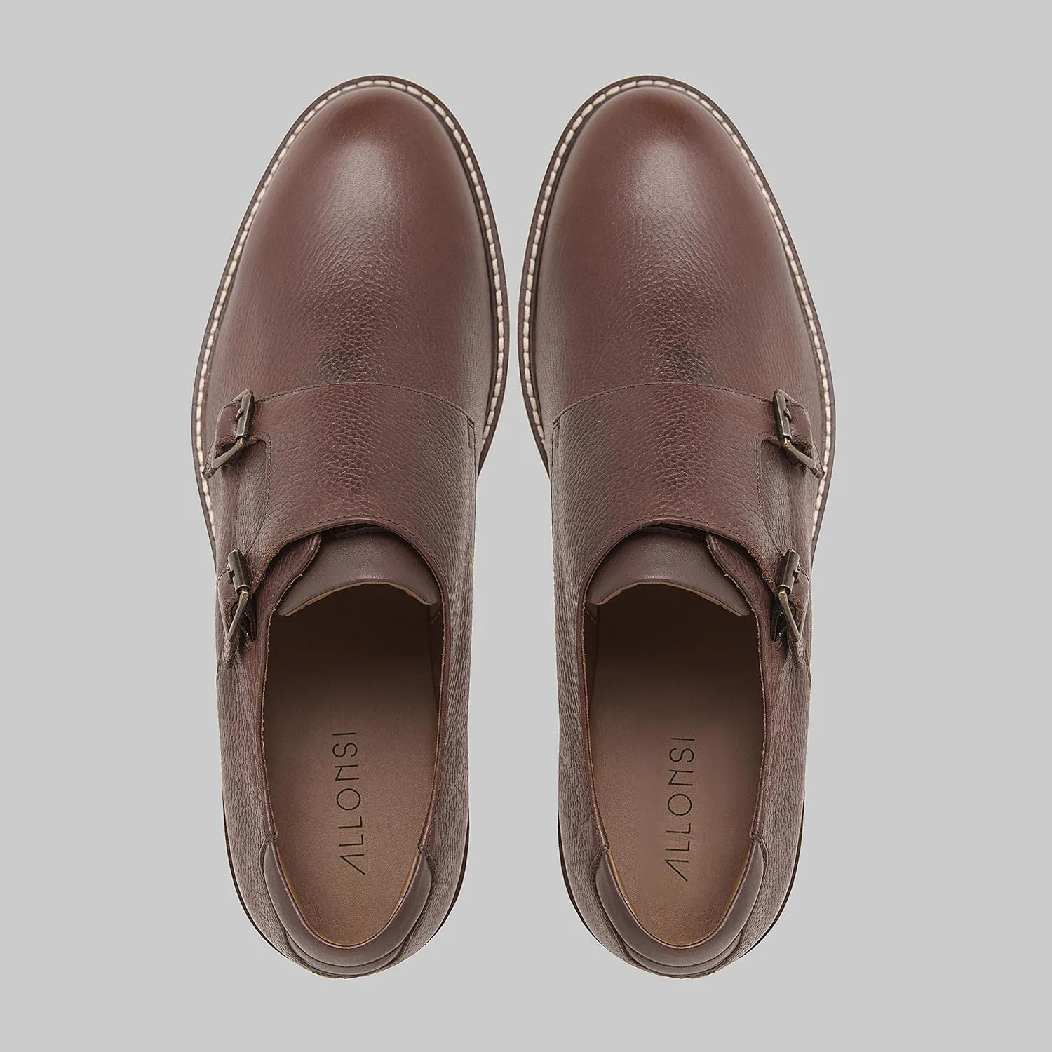 Neil | Genuine Leather Suede Dress Shoes | Luxury Mens Monk Strap Shoes | Handcrafted Trendy Casual Shoes | Lightweight EVA Sole | Plain Toe