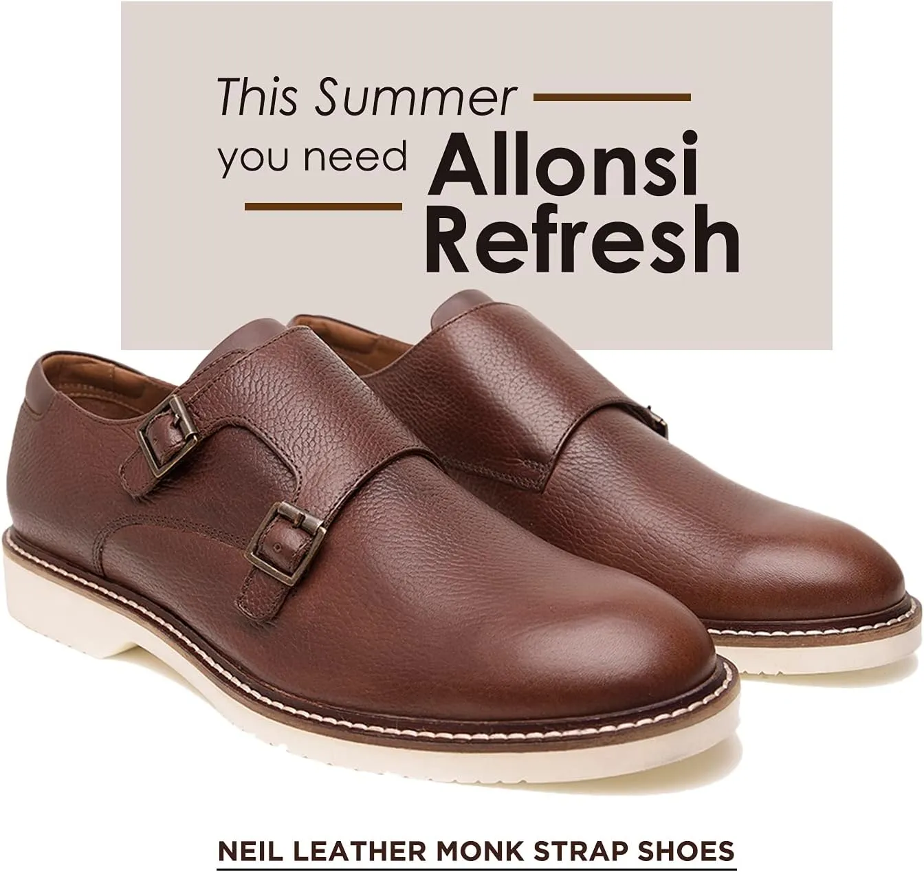 Neil | Genuine Leather Suede Dress Shoes | Luxury Mens Monk Strap Shoes | Handcrafted Trendy Casual Shoes | Lightweight EVA Sole | Plain Toe