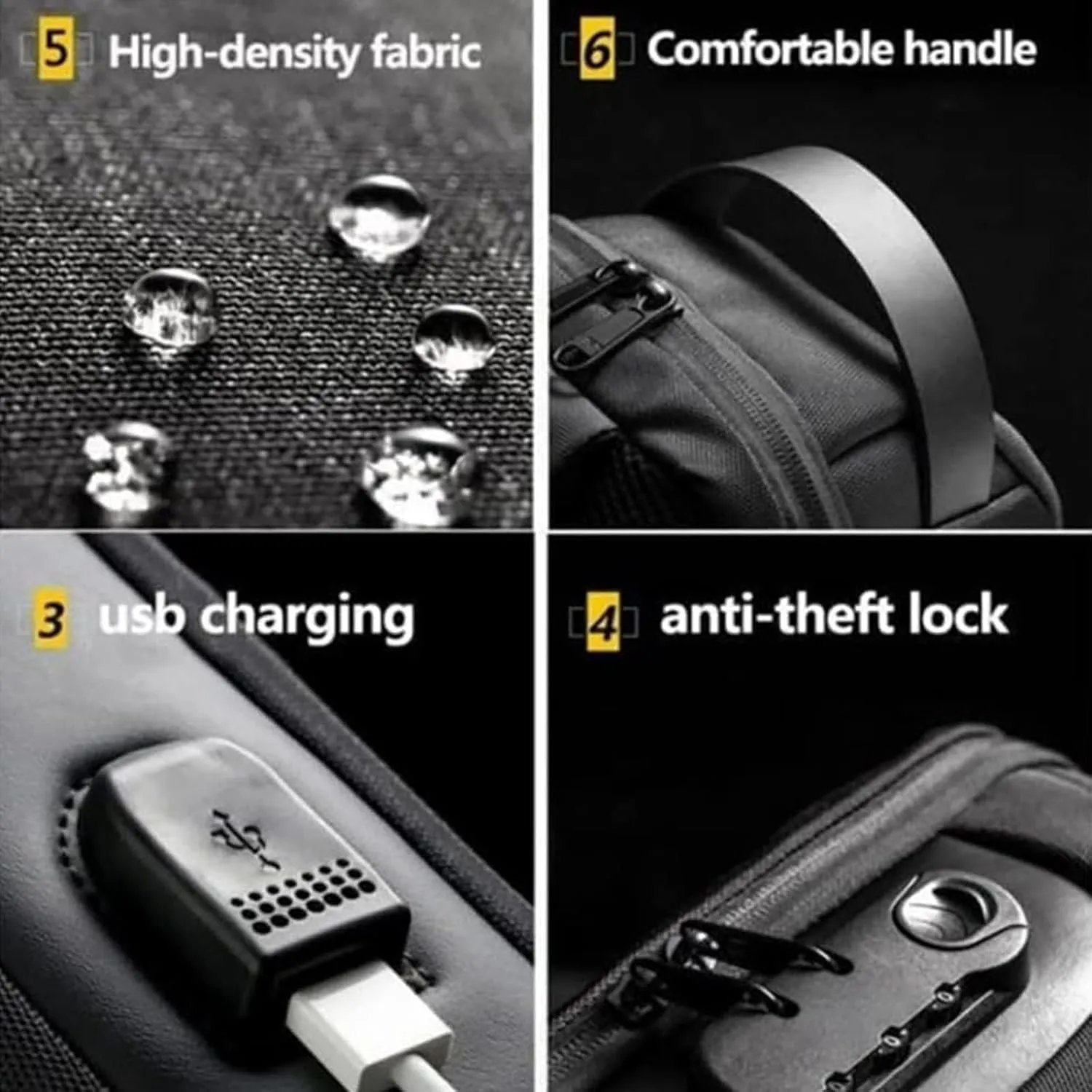 New Carbon Fiber Streamline Anti-theft Sling Bag-USB Charging & Lock, Waterproof Cross Body Anti Theft Sport Shoulder Purse (A Set)