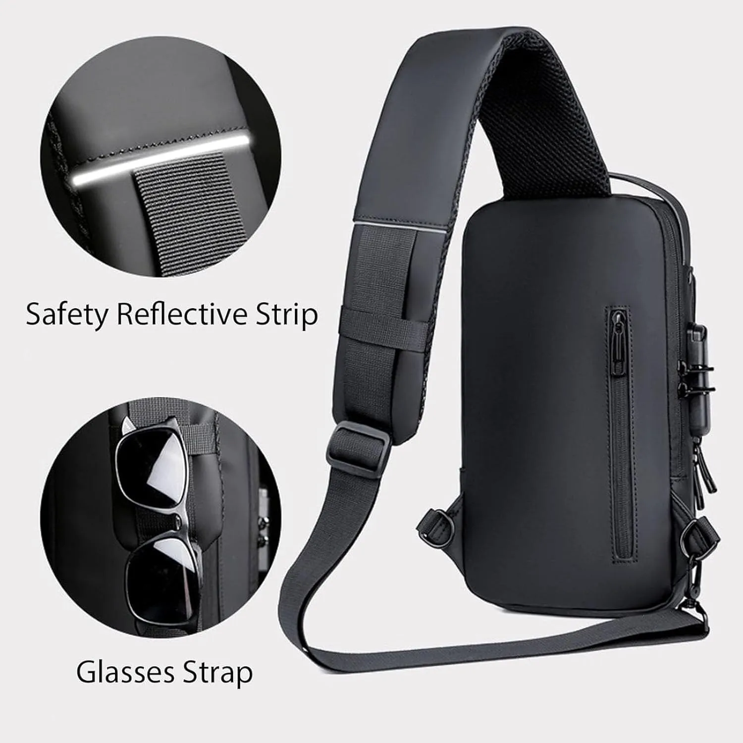 New Carbon Fiber Streamline Anti-theft Sling Bag-USB Charging & Lock, Waterproof Cross Body Anti Theft Sport Shoulder Purse (A Set)