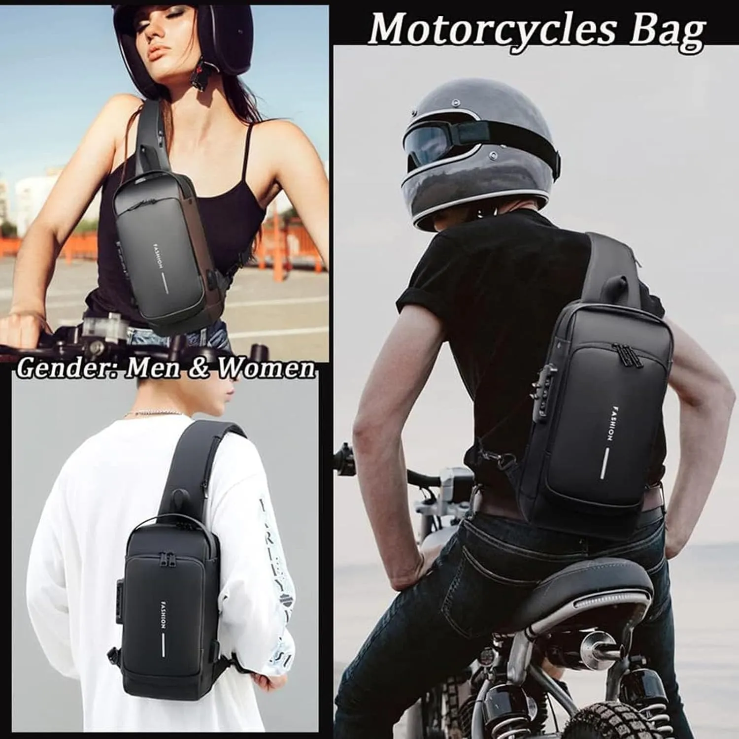 New Carbon Fiber Streamline Anti-theft Sling Bag-USB Charging & Lock, Waterproof Cross Body Anti Theft Sport Shoulder Purse (A Set)
