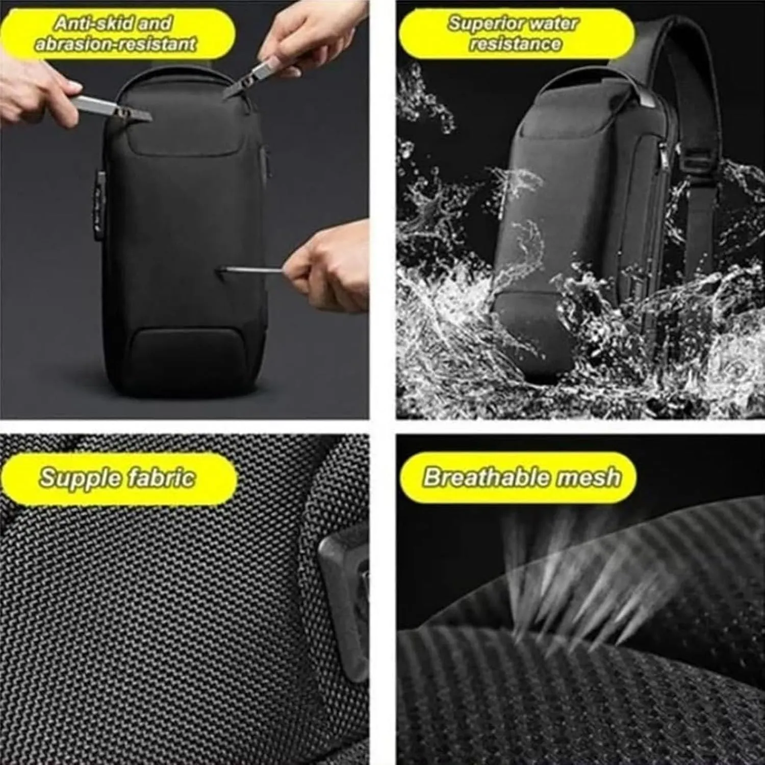 New Carbon Fiber Streamline Anti-theft Sling Bag-USB Charging & Lock, Waterproof Cross Body Anti Theft Sport Shoulder Purse (A Set)