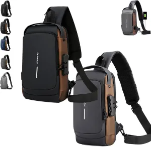 New Carbon Fiber Streamline Anti-theft Sling Bag-USB Charging & Lock, Waterproof Cross Body Anti Theft Sport Shoulder Purse (A Set)