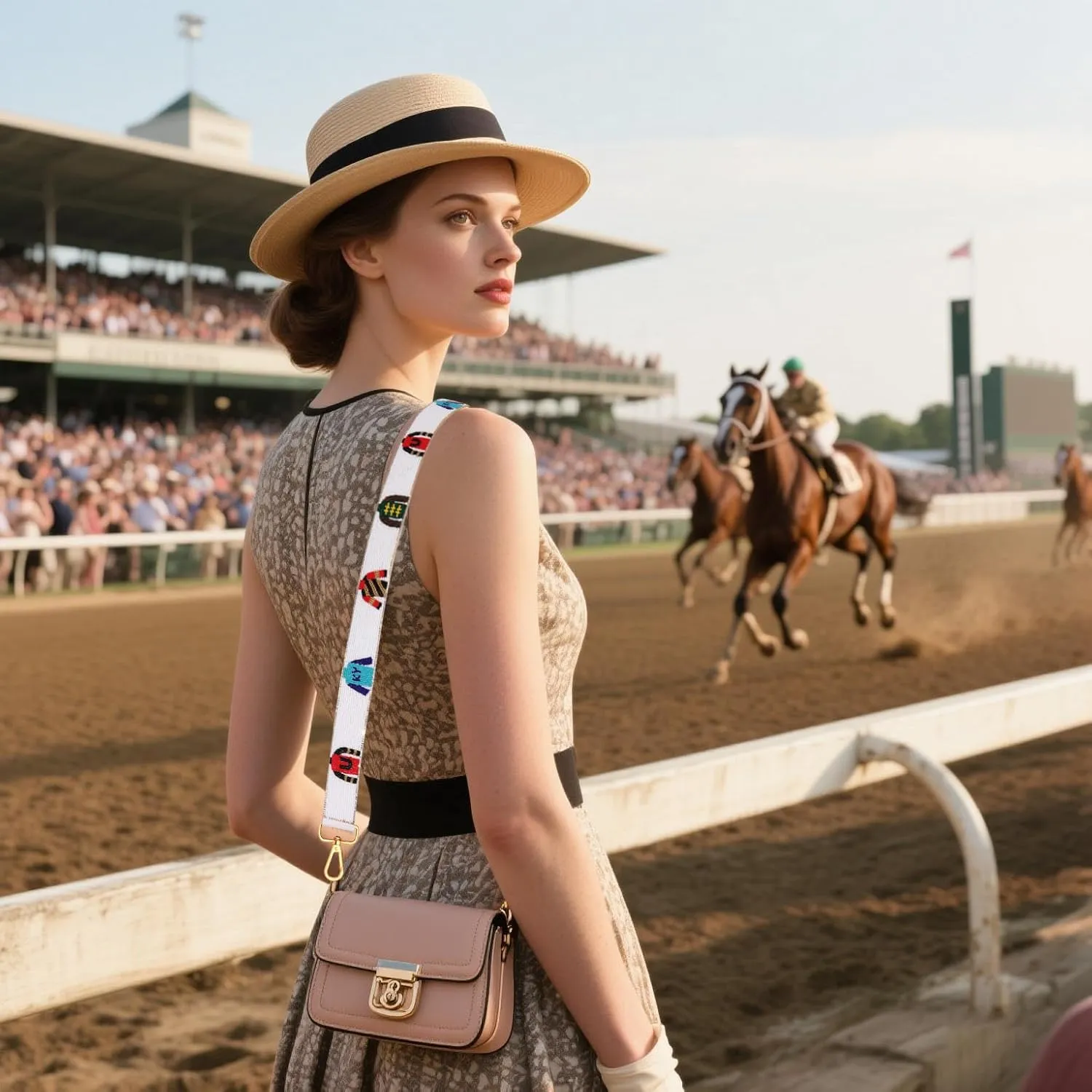NVENF Kentucky Derby Purse Strap Replacement Beaded Horse Riding Suit Horseshoe Crossbody Shoulder Bag Strap Derby Outfits (Style C)