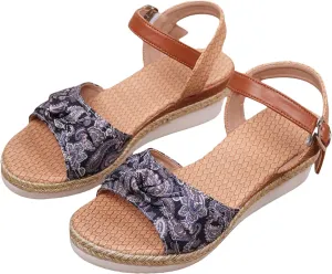 Orthopedic Sandals for Women,Walking Slippers with Arch Support Wedge Summer Dressy Beach Casual Slip on Dress Comfortable 2025 Open Toe Ankle Strap Platform Bowknot Hemp Rope Heels