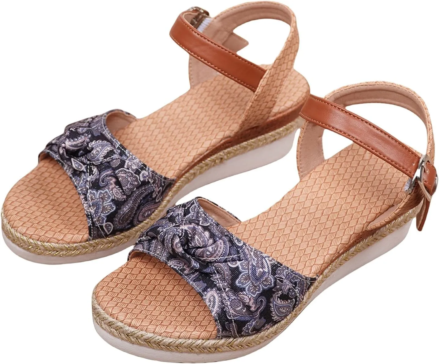 Orthopedic Sandals for Women,Walking Slippers with Arch Support Wedge Summer Dressy Beach Casual Slip on Dress Comfortable 2025 Open Toe Ankle Strap Platform Bowknot Hemp Rope Heels