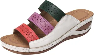 Orthotic Sandals for Women Wide Flip Flops Beach Non Slip Low Wedge Sandal Dressy Summer Heel Arch Support Shoes for Woman Wedge Shoes Slip On Wide Width Women’s Orthopedic Shoe